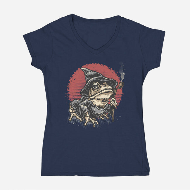 The Wizard Frog-Womens-V-Neck-Tee-glitchygorilla