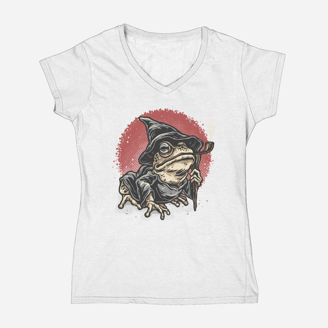 The Wizard Frog-Womens-V-Neck-Tee-glitchygorilla