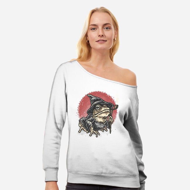 The Wizard Frog-Womens-Off Shoulder-Sweatshirt-glitchygorilla