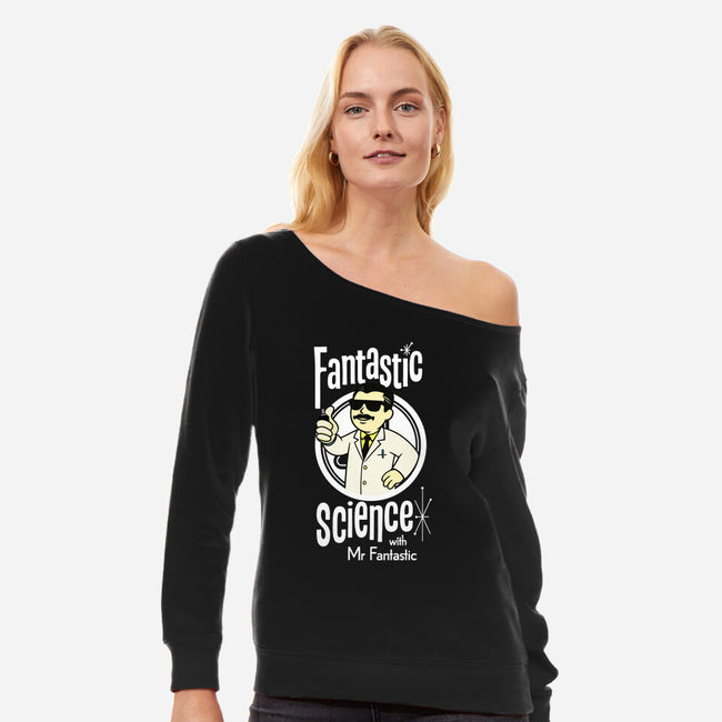 Fantastic Science With Mr. Fantastic-Womens-Off Shoulder-Sweatshirt-Wookie Mike