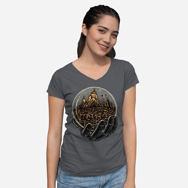 Wander Inside The Maze-Womens-V-Neck-Tee-glitchygorilla