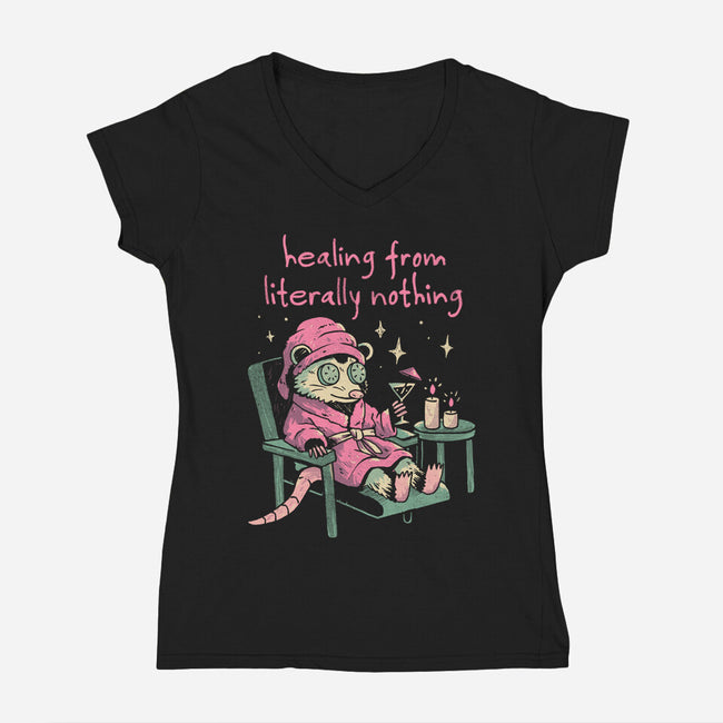 Healing From Literally Nothing-Womens-V-Neck-Tee-eduely