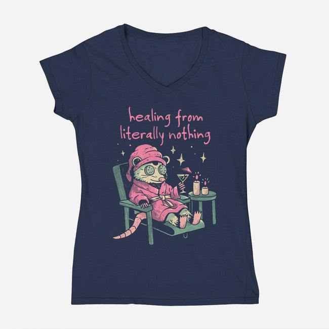 Healing From Literally Nothing-Womens-V-Neck-Tee-eduely
