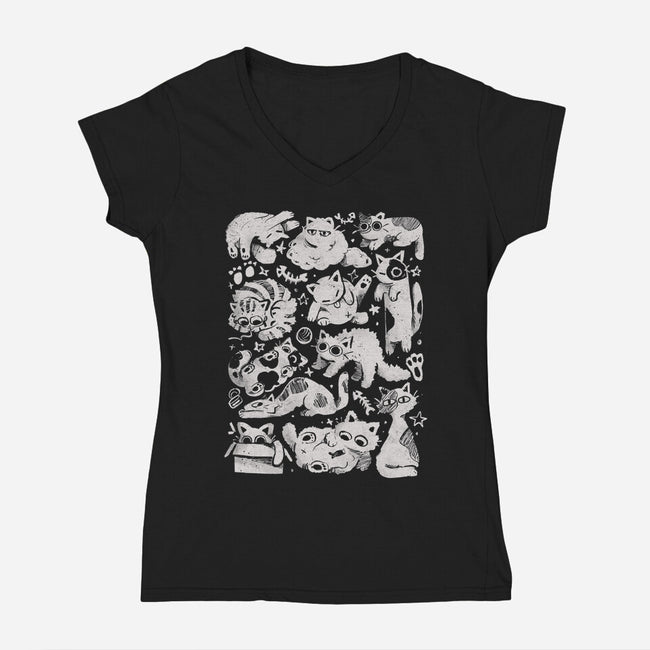 Fluffy Overload-Womens-V-Neck-Tee-eduely