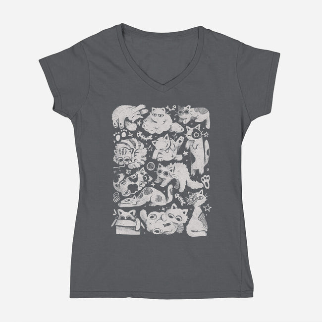 Fluffy Overload-Womens-V-Neck-Tee-eduely