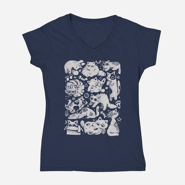 Fluffy Overload-Womens-V-Neck-Tee-eduely