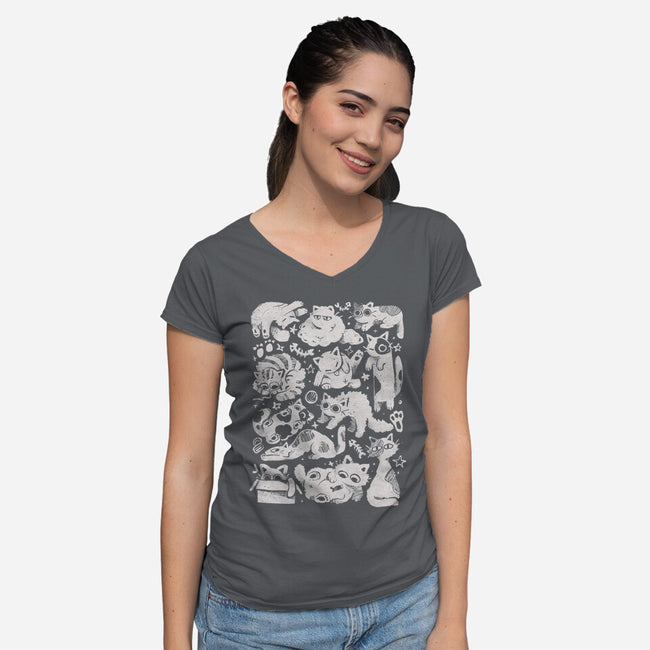 Fluffy Overload-Womens-V-Neck-Tee-eduely