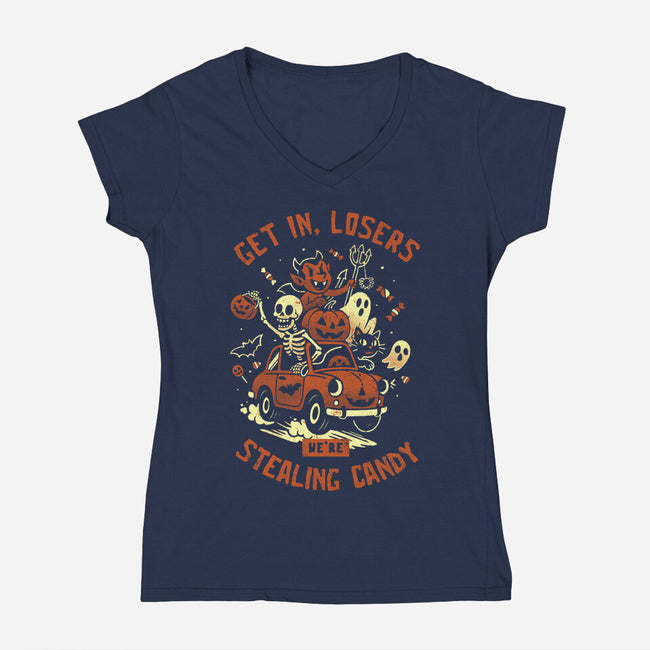 Get In Losers We Are Stealing Candy-Womens-V-Neck-Tee-eduely