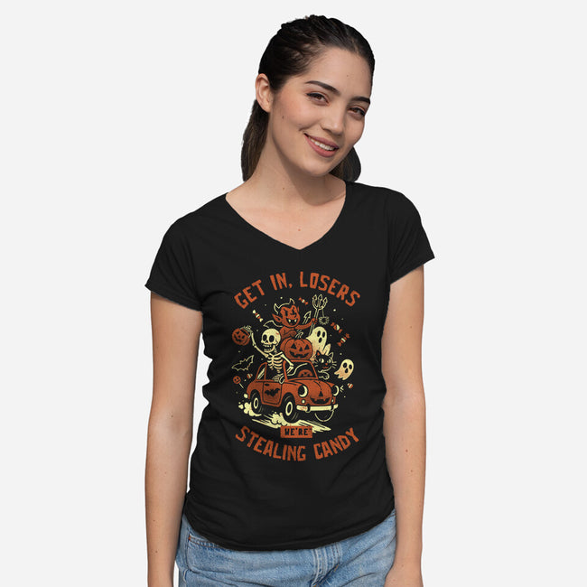 Get In Losers We Are Stealing Candy-Womens-V-Neck-Tee-eduely