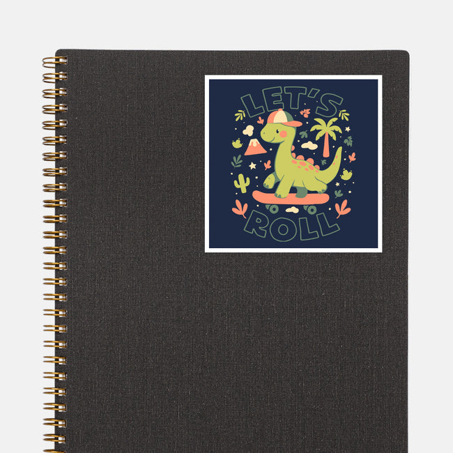 Lets Roll Dino-None-Glossy-Sticker-eduely