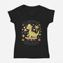Lets Roll Dino-Womens-V-Neck-Tee-eduely