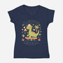 Lets Roll Dino-Womens-V-Neck-Tee-eduely