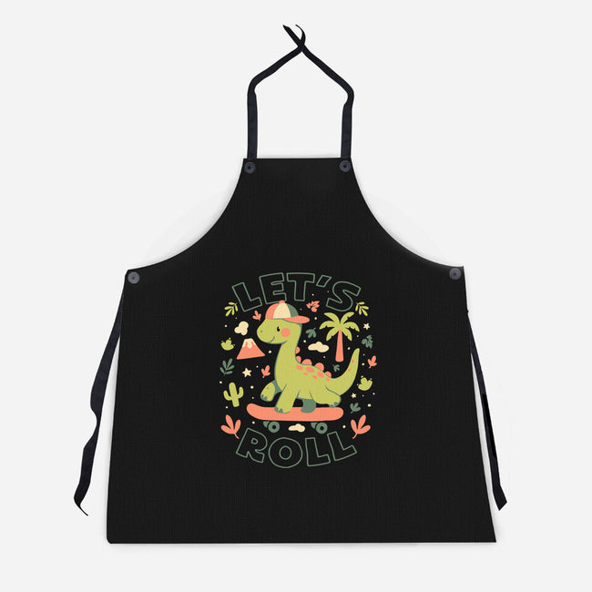 Lets Roll Dino-Unisex-Kitchen-Apron-eduely