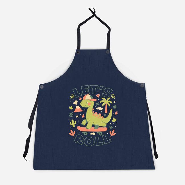 Lets Roll Dino-Unisex-Kitchen-Apron-eduely