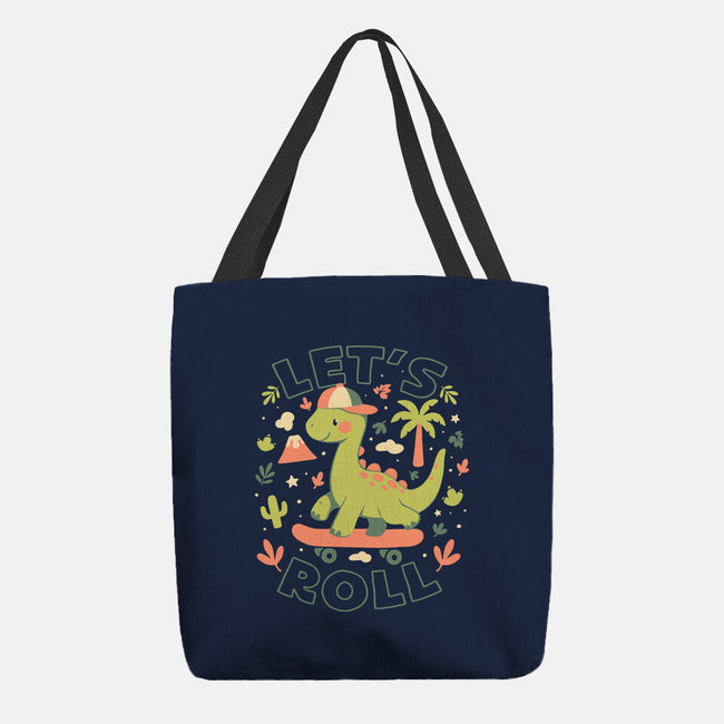 Lets Roll Dino-None-Basic Tote-Bag-eduely