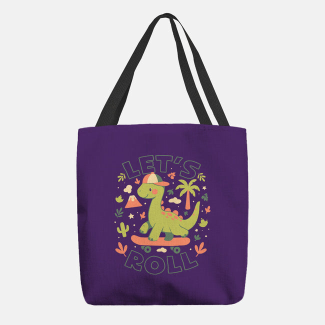 Lets Roll Dino-None-Basic Tote-Bag-eduely
