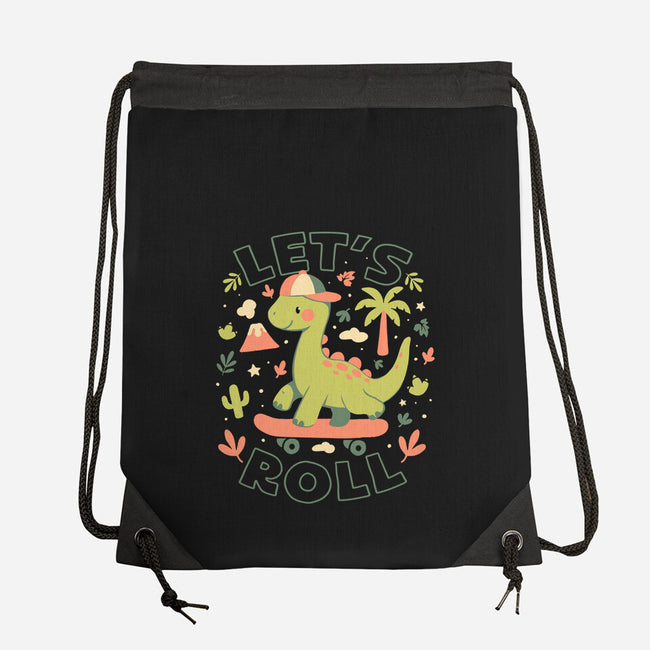 Lets Roll Dino-None-Drawstring-Bag-eduely