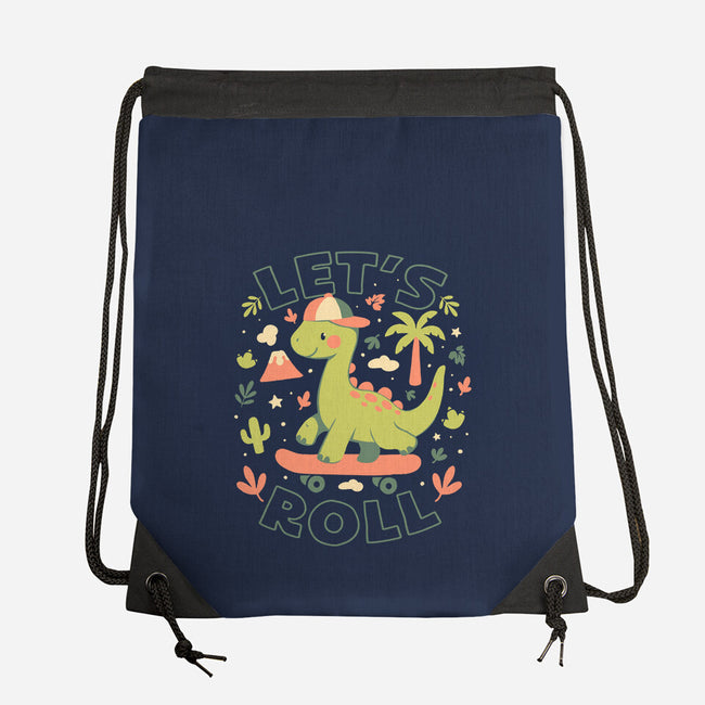Lets Roll Dino-None-Drawstring-Bag-eduely