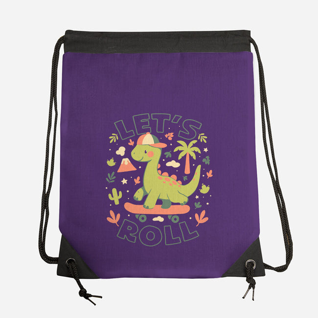 Lets Roll Dino-None-Drawstring-Bag-eduely