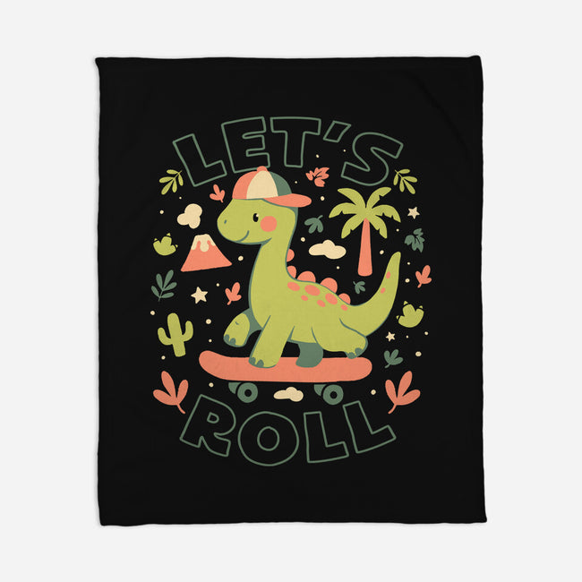 Lets Roll Dino-None-Fleece-Blanket-eduely
