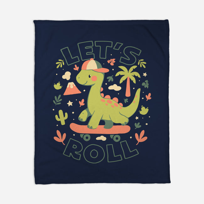 Lets Roll Dino-None-Fleece-Blanket-eduely