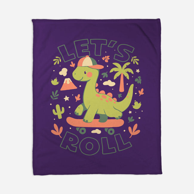 Lets Roll Dino-None-Fleece-Blanket-eduely