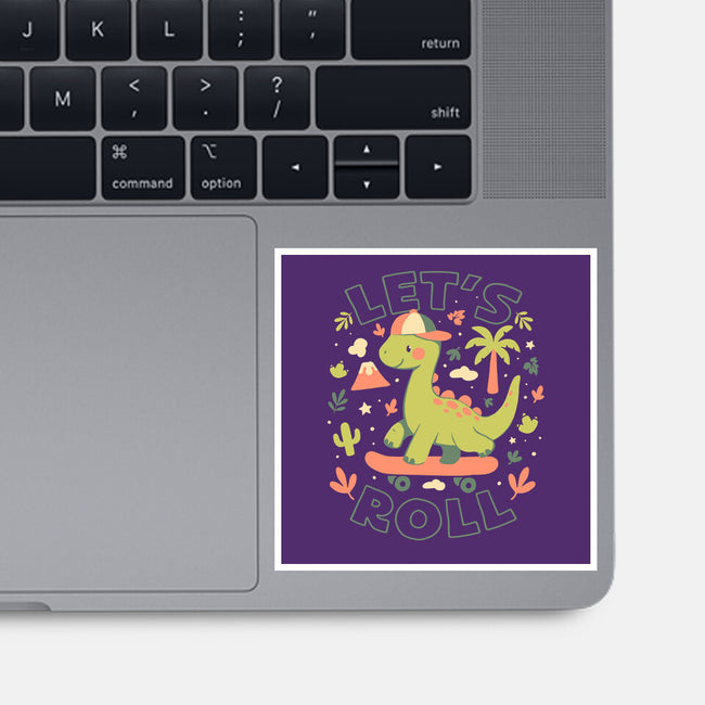 Lets Roll Dino-None-Glossy-Sticker-eduely