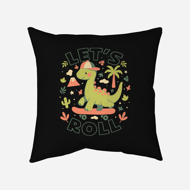 Lets Roll Dino-None-Removable Cover w Insert-Throw Pillow-eduely