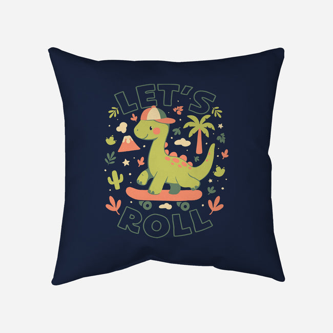 Lets Roll Dino-None-Removable Cover w Insert-Throw Pillow-eduely