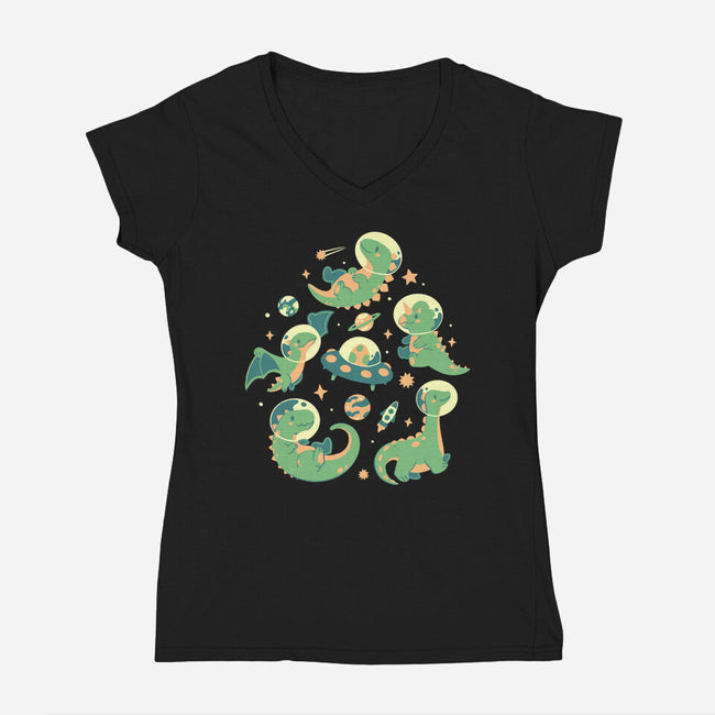 Dinonauts-Womens-V-Neck-Tee-eduely