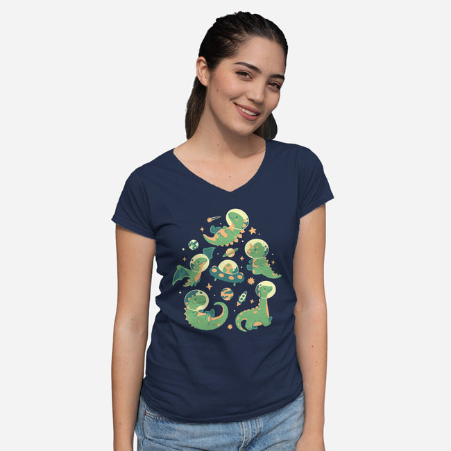 Dinonauts-Womens-V-Neck-Tee-eduely