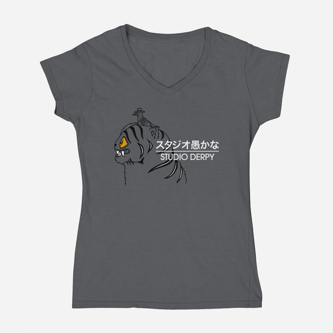 Studio Derpy-Womens-V-Neck-Tee-rocketman_art