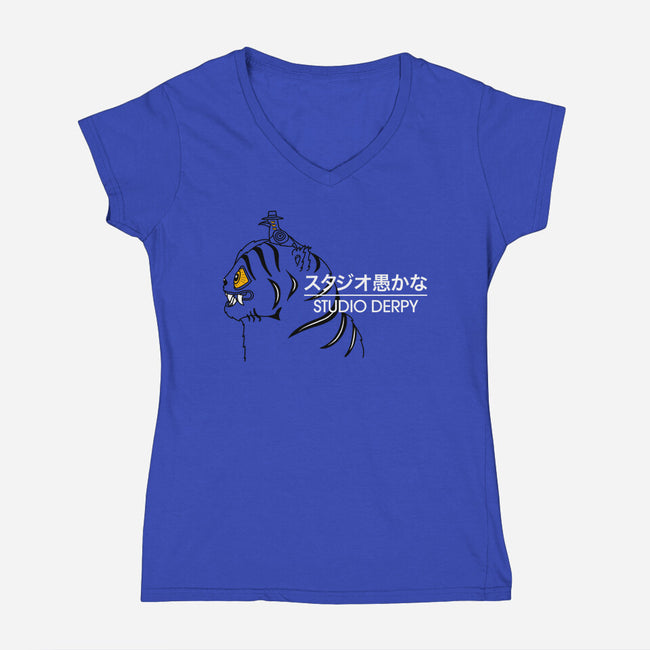 Studio Derpy-Womens-V-Neck-Tee-rocketman_art