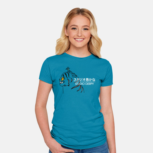Studio Derpy-Womens-Fitted-Tee-rocketman_art
