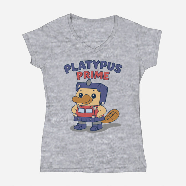 Platypus Prime-Womens-V-Neck-Tee-Loobs