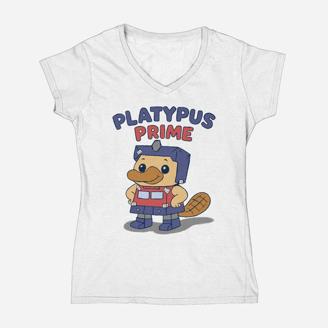 Platypus Prime-Womens-V-Neck-Tee-Loobs