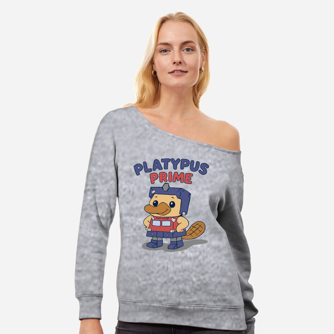 Platypus Prime-Womens-Off Shoulder-Sweatshirt-Loobs