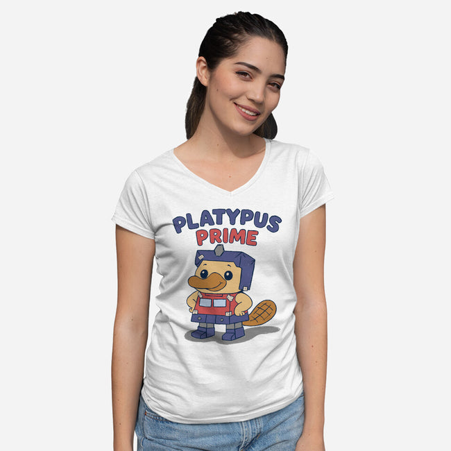 Platypus Prime-Womens-V-Neck-Tee-Loobs