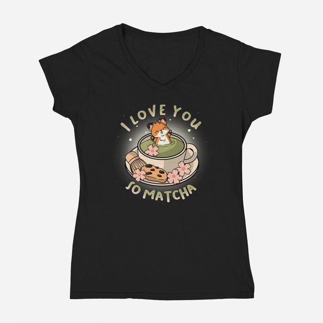 I Love You So Matcha-Womens-V-Neck-Tee-Freecheese