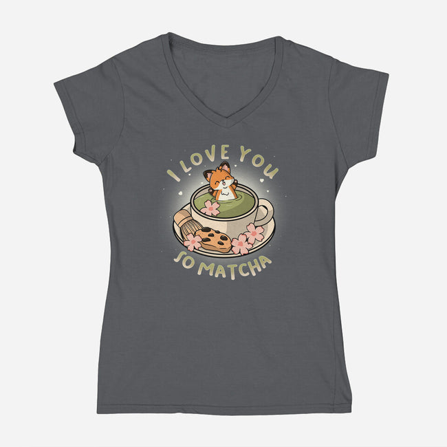 I Love You So Matcha-Womens-V-Neck-Tee-Freecheese