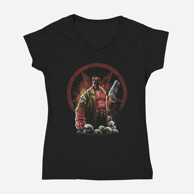 Painting Of The Half-Demon-Womens-V-Neck-Tee-zascanauta