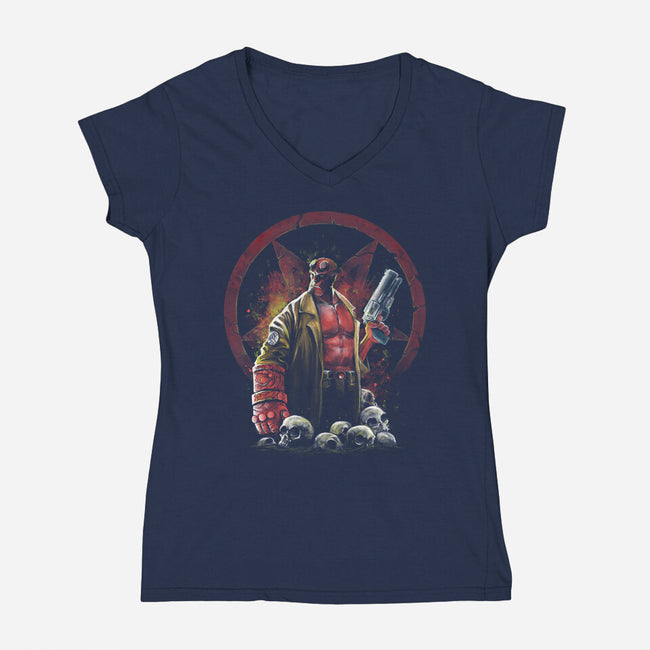 Painting Of The Half-Demon-Womens-V-Neck-Tee-zascanauta