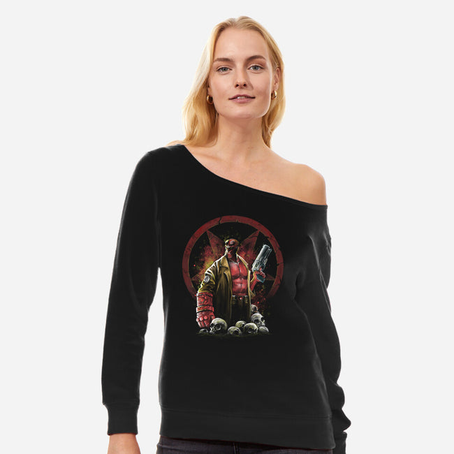 Painting Of The Half-Demon-Womens-Off Shoulder-Sweatshirt-zascanauta