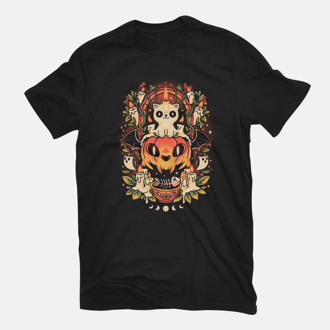 Spooky Cat Night-Womens-Fitted-Tee-eduely