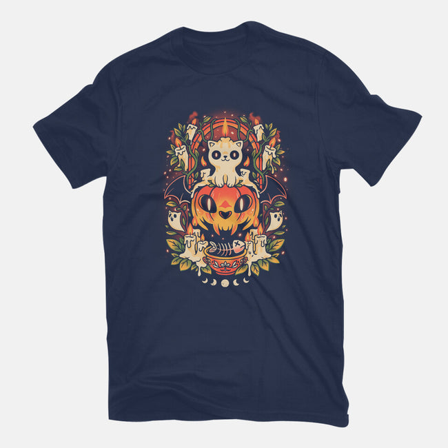 Spooky Cat Night-Womens-Fitted-Tee-eduely