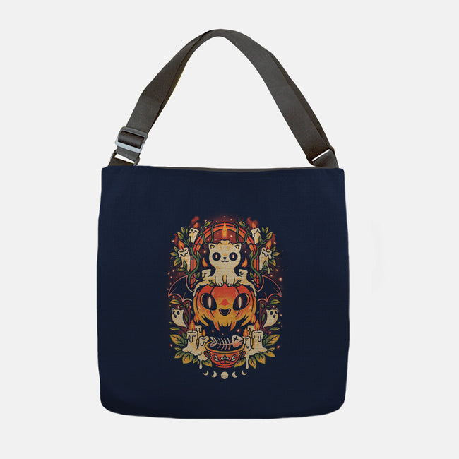Spooky Cat Night-None-Adjustable Tote-Bag-eduely