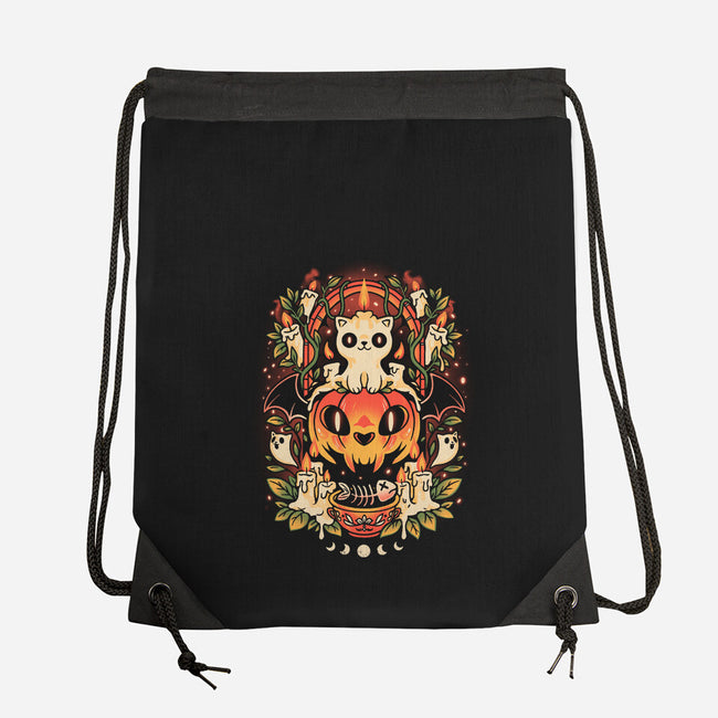 Spooky Cat Night-None-Drawstring-Bag-eduely