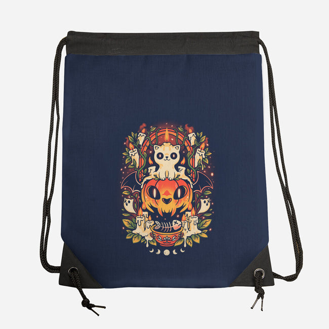 Spooky Cat Night-None-Drawstring-Bag-eduely