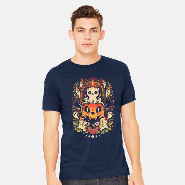 Spooky Cat Night-Mens-Heavyweight-Tee-eduely