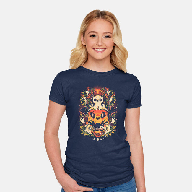 Spooky Cat Night-Womens-Fitted-Tee-eduely
